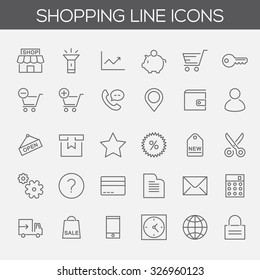 Trendy line icons - Online Shopping and E-commerce