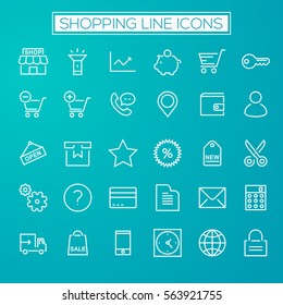 Trendy line icons - Online Shopping and E-commerce