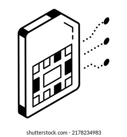 Trendy line isometric icon of sim card 


