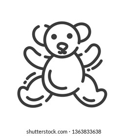 trendy line style icon about sewing toys - teddy bear, vector illustration