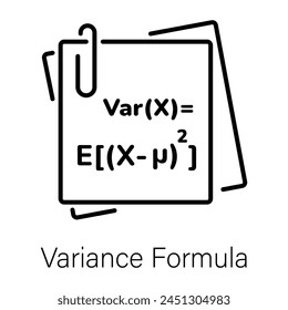 Trendy line style icon depicting variance formula 