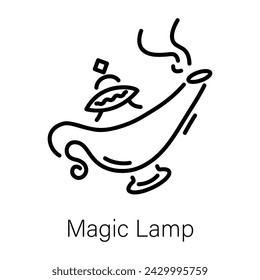 Trendy line style icon of a magic lamp 