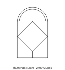 Trendy linear arch frame. Modern minimalist aesthetic line element, geometric forms. Vector sparkle for social media or poster design, simple decorative boho style