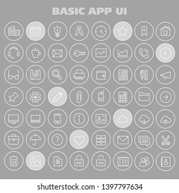 Trendy linear big basic app UI, UX and Office icons set