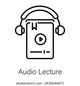 Trendy linear icon of audio lecture 