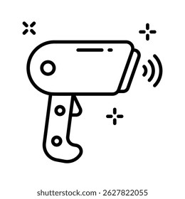 Trendy linear icon of barcode reader in action