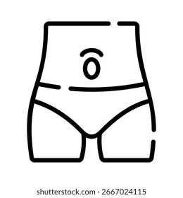 Icono lineal de moda del vientre y el área abdominal