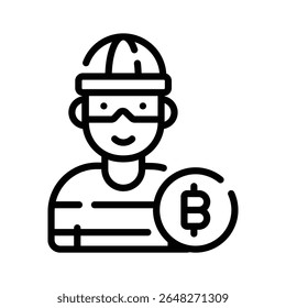 Um ícone linear moderno da figura do ladrão de bitcoins