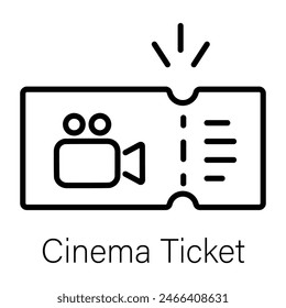 Trendy linear icon of a cinema ticket 