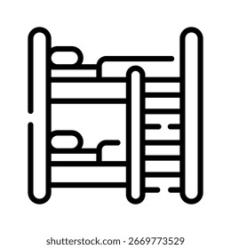 Trendy linear icon of cozy bunk bed design