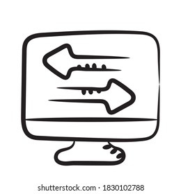 Trendy linear icon of data transformation, editable stroke vector