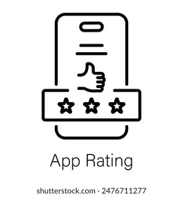 Trendy linear icon depicting app rating 