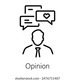 Trendy linear icon depicting customer opinion 