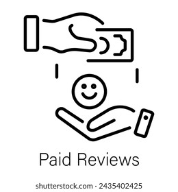 Trendy linear icon depicting paid reviews 