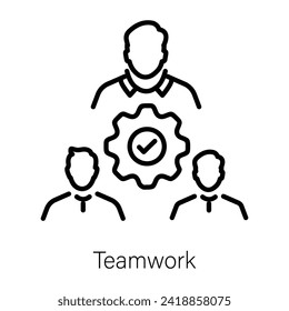 Trendy linear icon depicting teamwork 