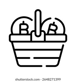 Trendy linear icon of filled bitcoin bucket