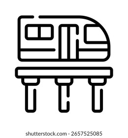 Icono lineal de moda del motor de tren de alta velocidad