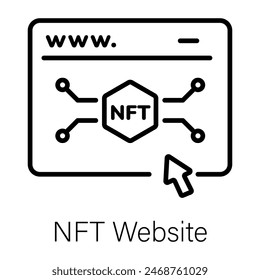 Trendiges Linearsymbol einer nft-Website 
