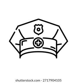 Icono lineal de moda del casquillo de enfermería