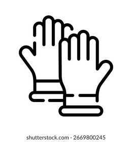 Trendy linear icon of rubber hand gloves