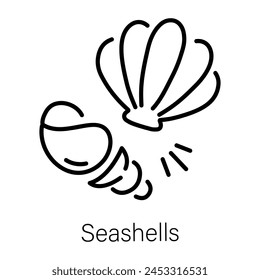 Trendy linear icon of seashells 