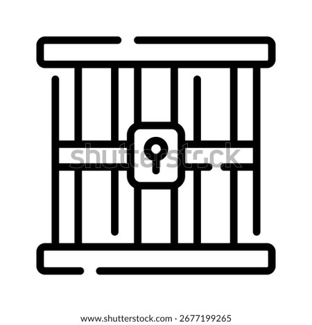 Trendy linear icon of secure jail cell structure