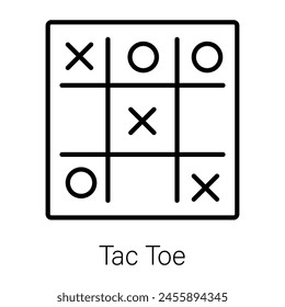Trendy linear icon of tic tac toe game 