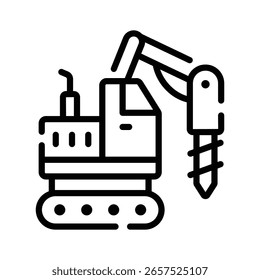Un icono lineal de moda del vehículo del taladro del túnel