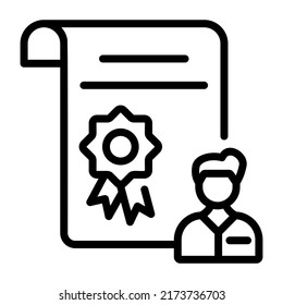 Vector de icono lineal de moda del certificado