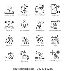 Trendy Linear Icons Depicting Customer Services

