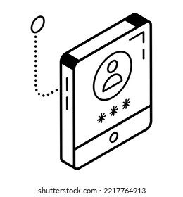 Icono isométrico lineal moderno de Seguridad