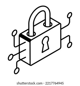 Icono isométrico lineal moderno de Seguridad