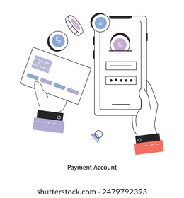 Trendy linear mini illustration of payment account 