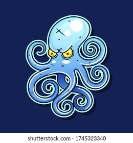 Trendy Linear Octopus Logo Icon Vector Illustration Suitable For Greeting Card, Poster Or T-shirt Printing.