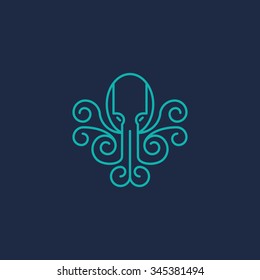 Trendy Linear Octopus Logo Icon