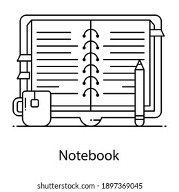 
Trendy linear outline vector design of notebook, drafting pad concept 