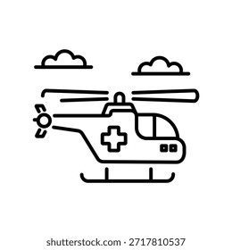 Icono de estilo lineal de moda de ambulancia aérea