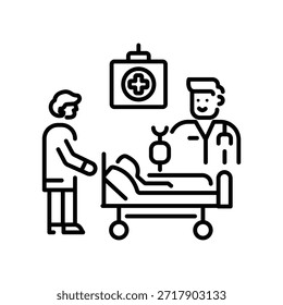 Icono de estilo lineal de moda de la sala de operaciones