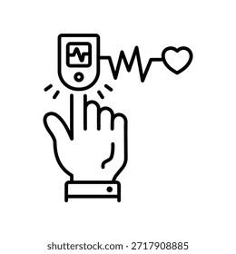 Trendy linear style icon of oxymeter
