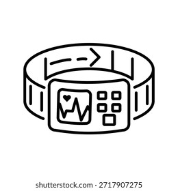 Trendy linear style icon of smartwatch health