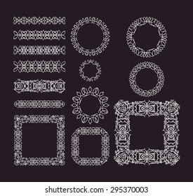 Trendy lines, border, frame, ornaments for design. Rich, ornate elements