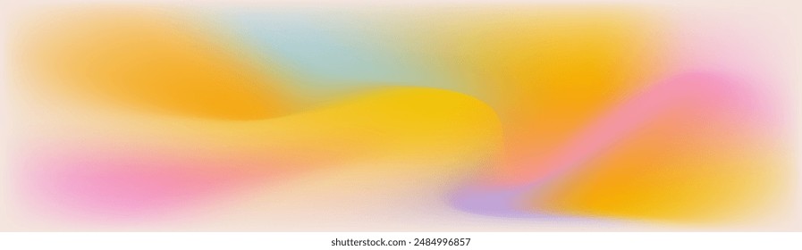 Trendy Liquid Gradient with Orange, Pink, Yellow, Violet, Blue Colors. Summer Texture Background for Advertising, Web, Social Media, Posters, Banners, Covers, Mobile Apps. Vector Illustration.