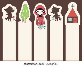 Trendy Little Red Riding Hood Post-it Bookmark Stickers Character Design illustration