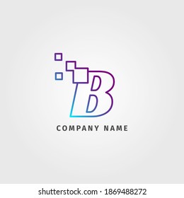 trendy logotype letter B pixel decoration for digital services company