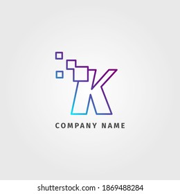 Trendlogotype Buchstaben K Pixeldekoration für Digital-Services-Unternehmen