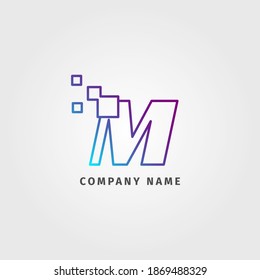 letra de logotipo de moda M píxel decoración para la empresa de servicios digitales