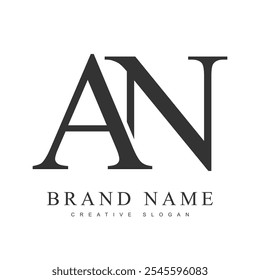 AN trendy logotype template. Initial letter a and n classic font style. Creative logo for company name or identity. Vector illustration.