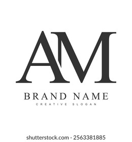 AM trendy logotype template. Initial letter a and m classic font style. Creative logo for company name or identity. Vector illustration.