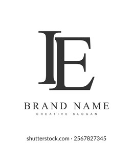 IE trendy logotype template. Initial letter i and e classic font style. Creative logo for company name or identity. Vector illustration.