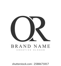 OR trendy logotype template. Initial letter o and r classic font style. Creative logo for company name or identity. Vector illustration.